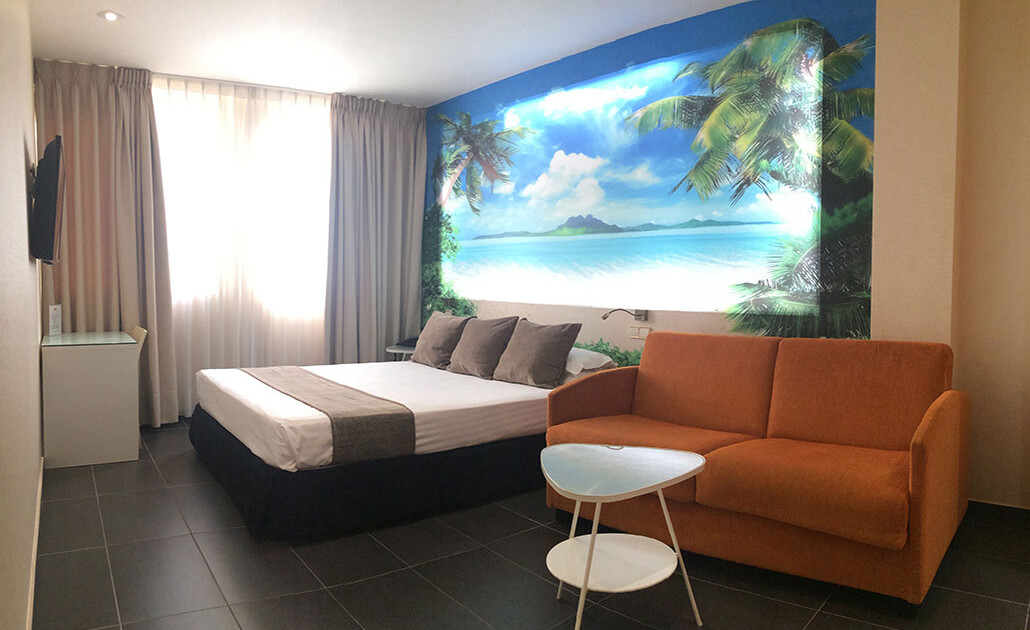 Habitación playa con palmeras